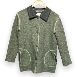 Melanie Lyne Green Wool Fall Career Jacket Blazer Shacket Size Medium